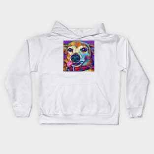 Cute Derpy Chiweenie Puppy on Violet Kids Hoodie